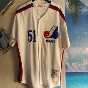 White and Blue Expos Johnson All Star mictchell and ness jersey size L